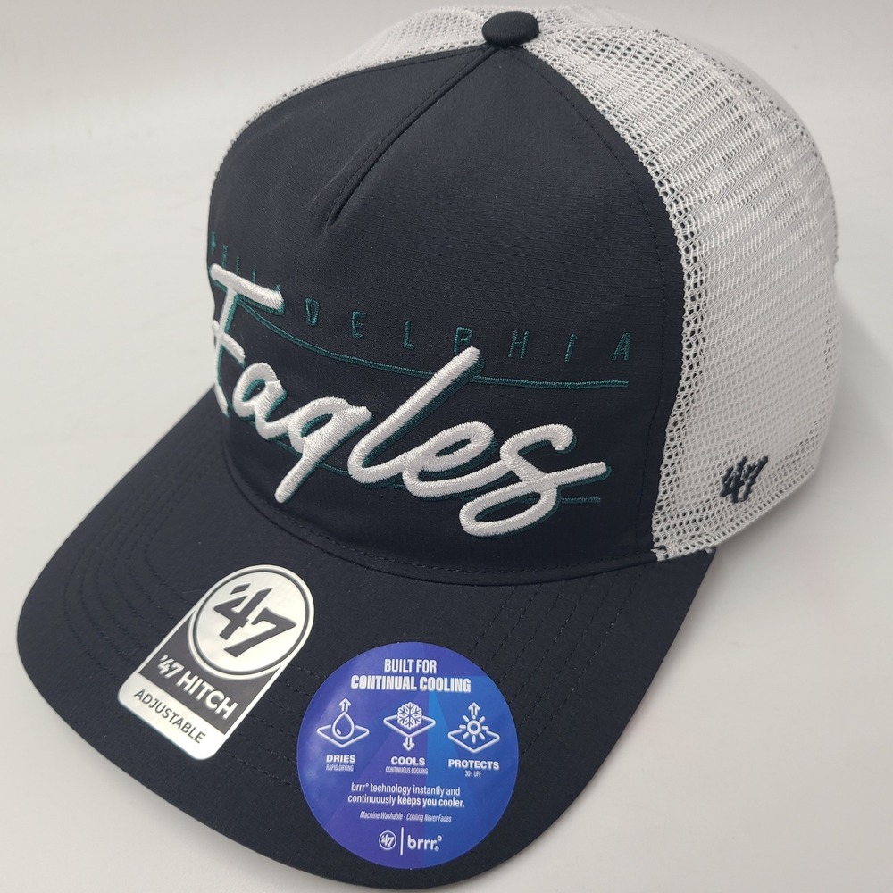 Philadelphia Eagles Hat Snapback Trucker Mesh 47 Brand‎ Hitch Black White Brrr